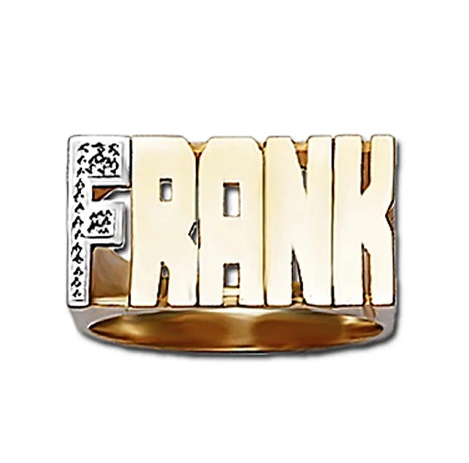 3D Jewelry Custom Double Letter Block Ring Closed Ring Personalized Initial Ring Unique Gift for Father Day Gift Rings for Man