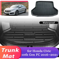 Car Trunk Mat for Honda Civic 10th Gen FC FK 2016~2021 Luggage Rug Tray Waterproof Cargo Boot Pad Liner Carpet Cover Accessorie