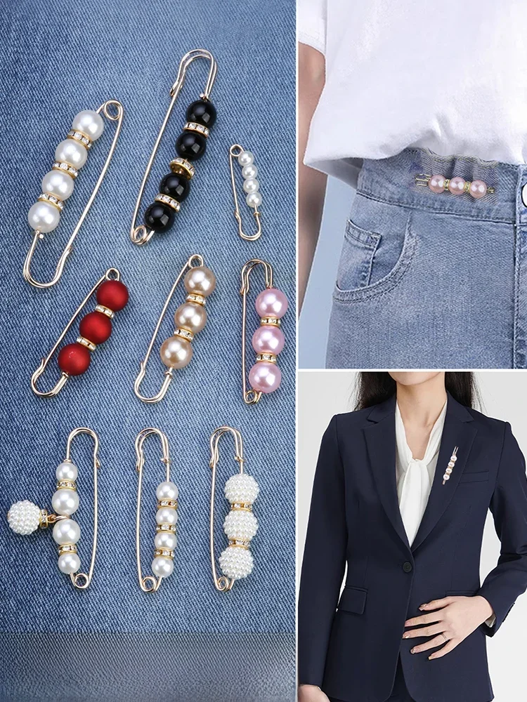 Jeans réduisent la circonférence de la taille, épingles de sûreté, vêtements sécurisés, broches de veste de costume, boutons de perles, pantalons cinchés à la taille
