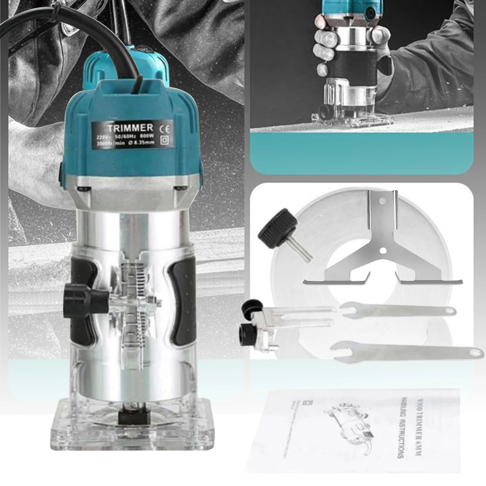 30000 RPM fresatrice per legno lavorazione del legno trimmer elettrico 1/4 pollici intaglio del legno fresatura utensile da taglio lavorazione del legno utensile elettrico