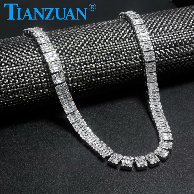 Trendy Cuban Rectangle Moissanite Hip Hop Popular 10mm Cuban Link Chain Cuban 925 silver Necklace Jewelry