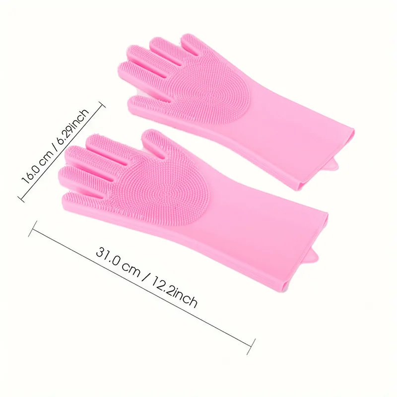 Luva de banho para animais de estimação – Luva de silicone para cães e gatos, massagem e deshedding, à prova d'água, resistente à mordidas (azul/rosa)