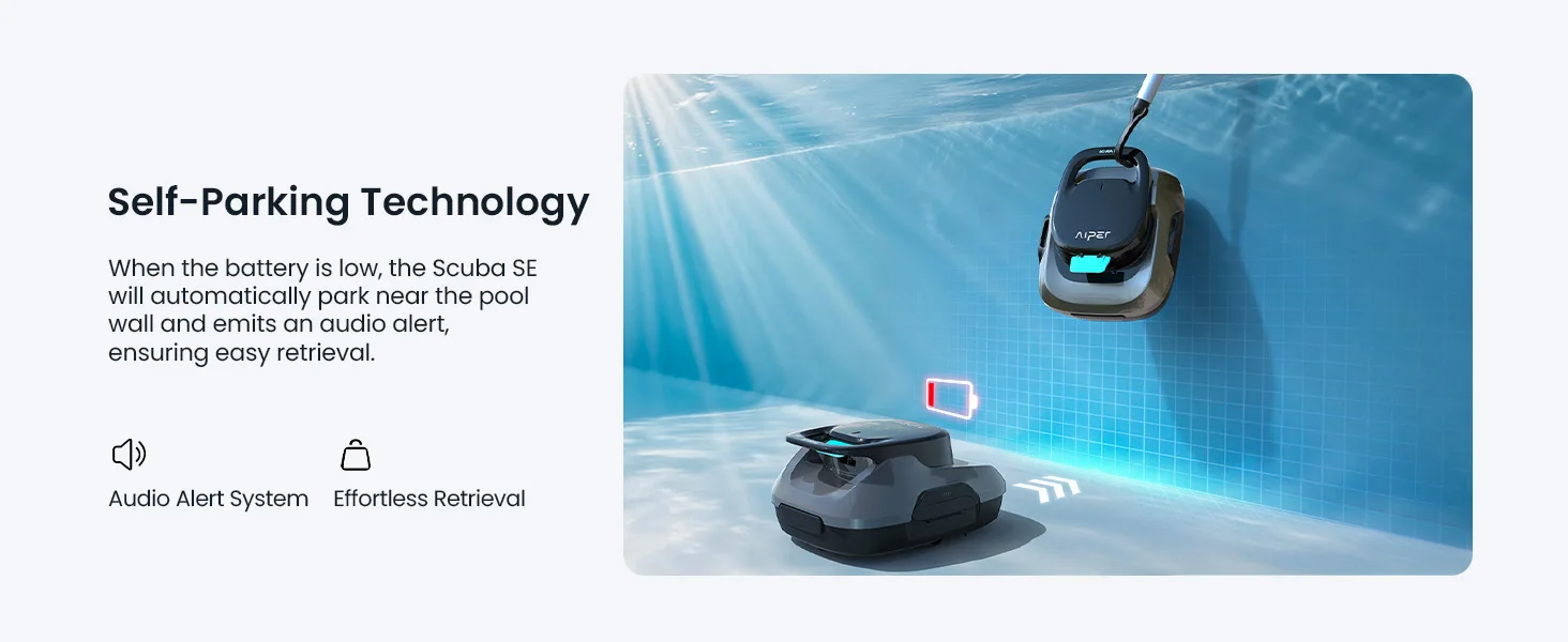 (Renewed) AIPER Scuba SE Cordless Pool Cleaner with 90-Min Runtime, Smart Self-Parking, Lightweight, Pool Vacuum for Above Ground Flat Pools up to 860 Sq.ft, Dark