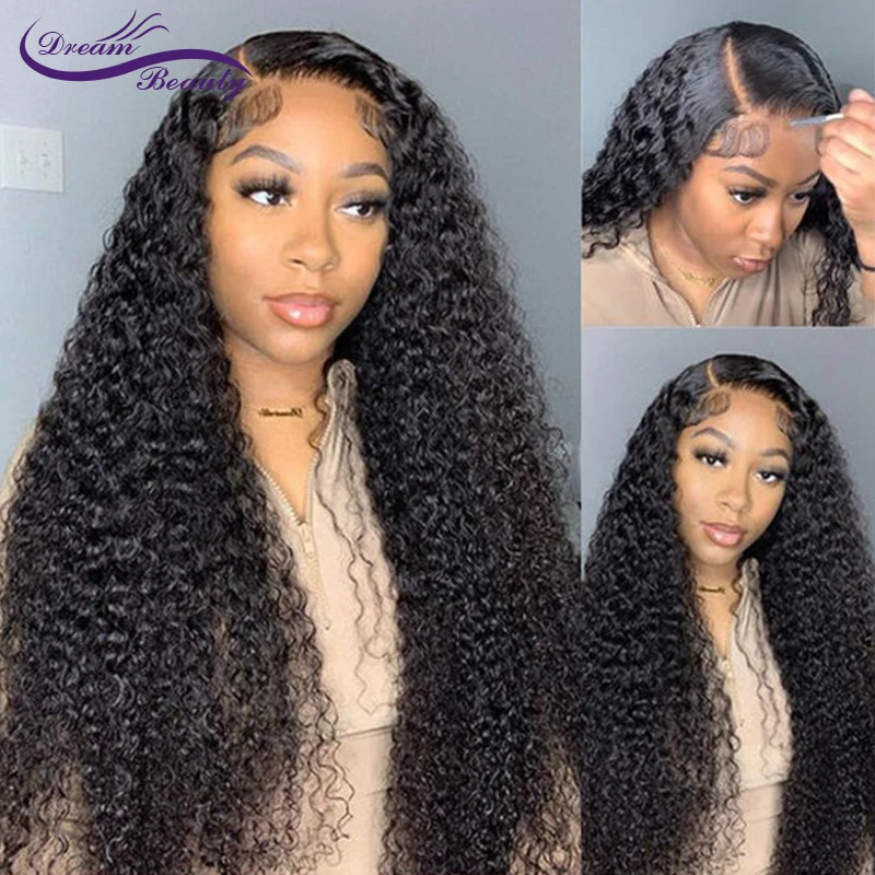 HD Lace Frontal Human Hair Wigs PrePlucked Brazilian Afro Kinky Curly Invisible 13x4 HD Lace Frontal Wig For Women Gluless