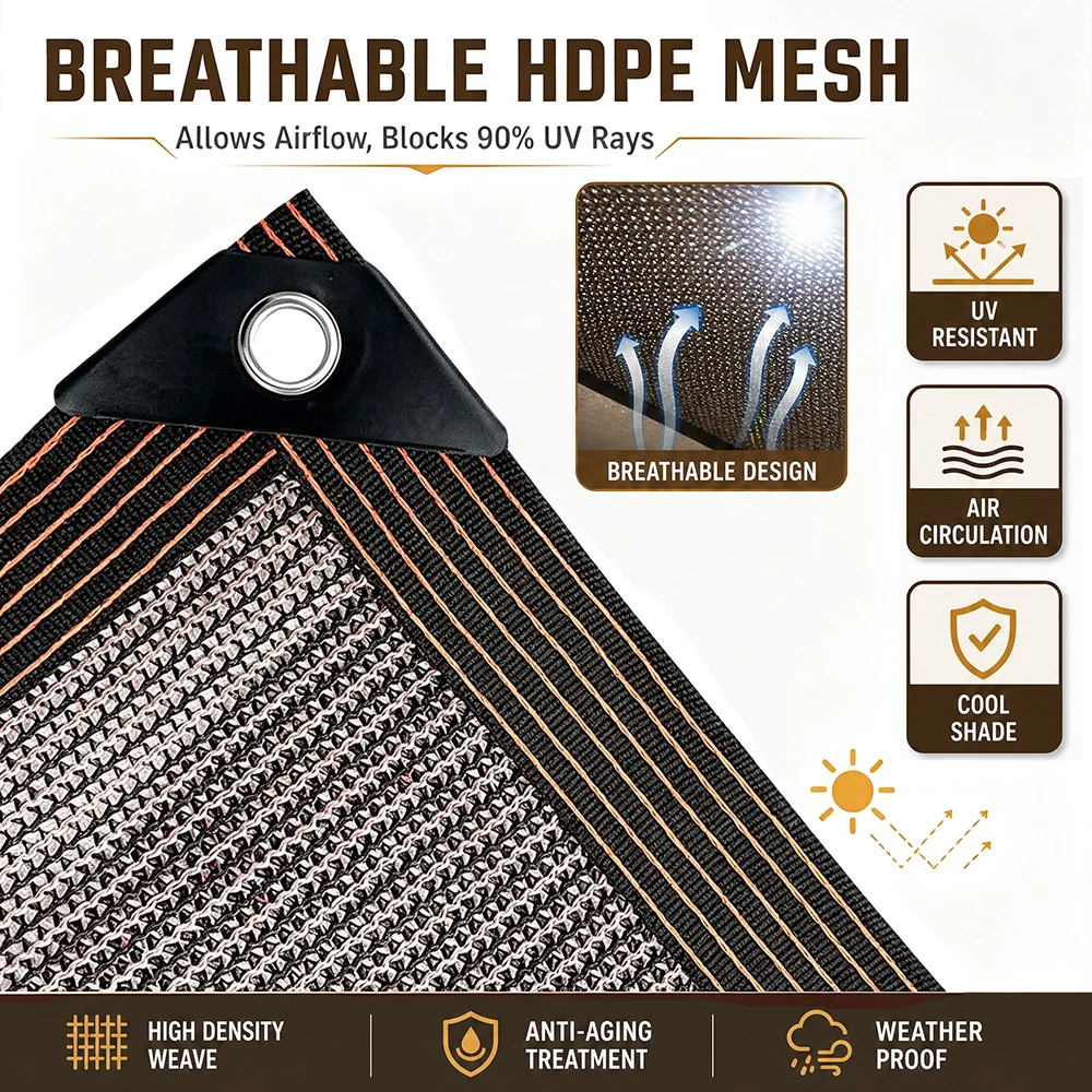 90% UV Block Shade Cloth 10x8FT Heavy Duty Sun Shade Net with Reinforced Edges Rustproof Grommets for Garden Patio