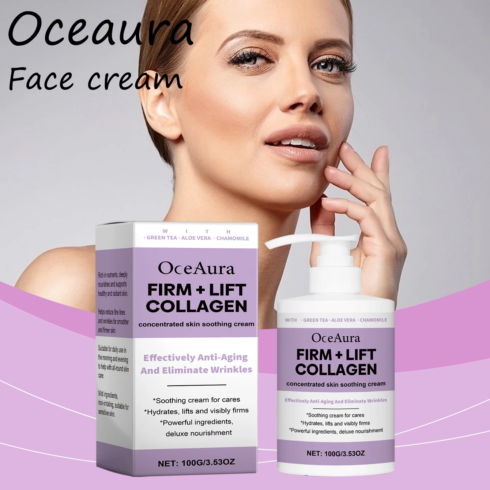 

Oceaura Collagen Face Cream Hydrating Improve Skin Texture Fade Fine Lines Firming Delay Aging Nourishing Brightening Face Cream