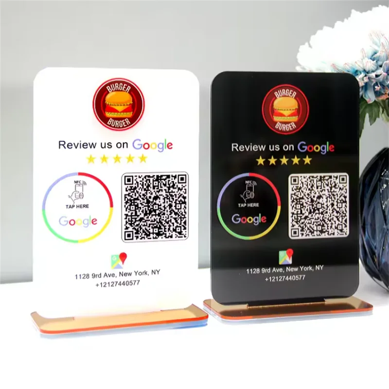 Изготовленный на заказ знак с QR-кодом Google, подставка для пластины NFC, вывески с логотипом для бизнеса