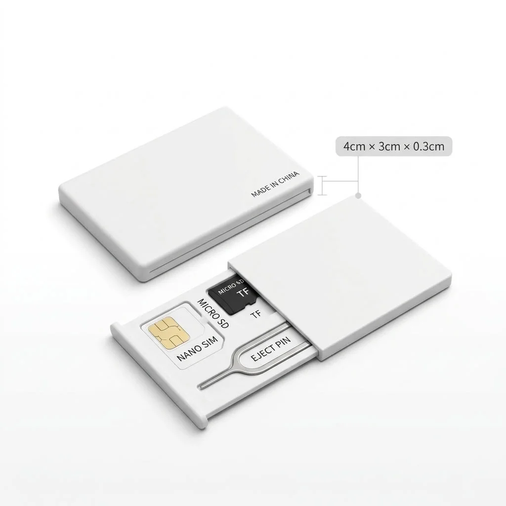 (White) SIM Card Storage Case with Eject Pin Slim Slide Box Holder for Nano SIM Micro SD TF Memory Card Travel Organizer