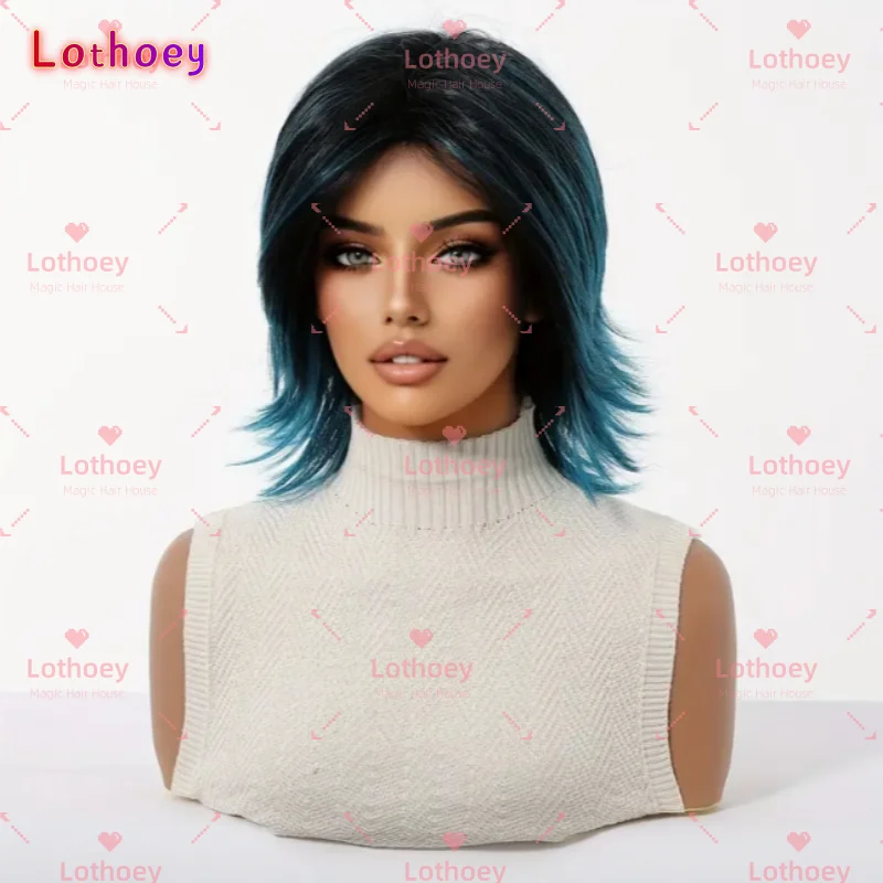 Волосы Человека, синие многослойные волосы эльфа, короткие волосы, женский парик Atlantis, синий, новый модный и популярный, в стиле интернет-знаменитостей, Suitab