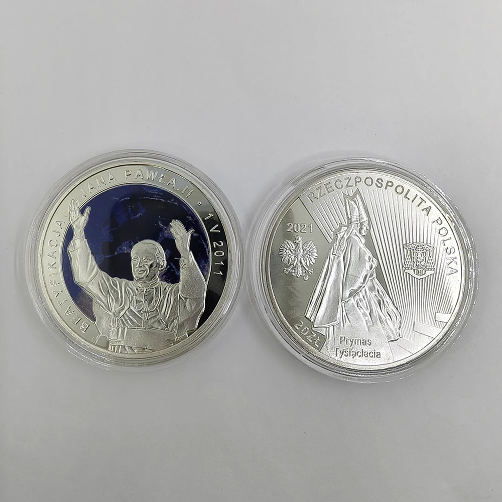 عملة ذهبية Pope SW، Jan Pawel II، The John Paul II، Pope Francis Cross، 1920-2020 عملة مطلية بالذهب لجمع الهدايا #3