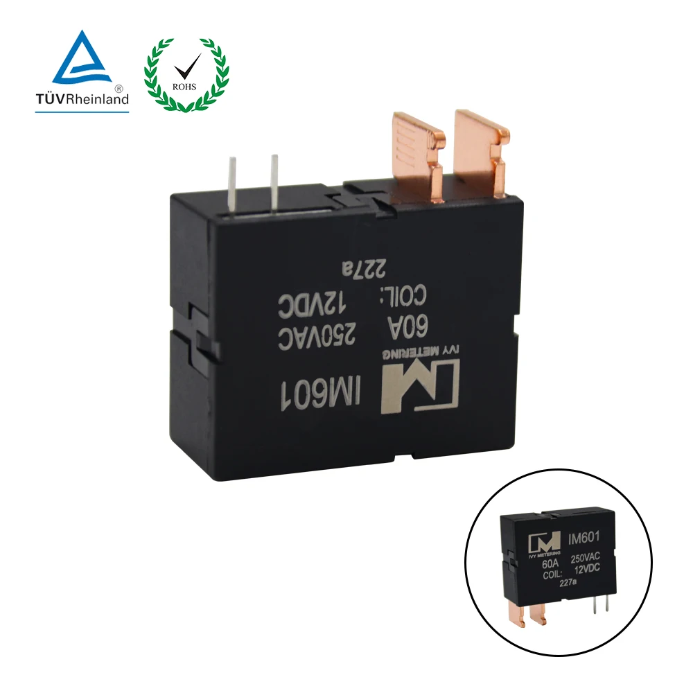 TUV Certified Smart Meter Parts 60A 250VAC Single Coil 12V Bistable Magnetic Latching Relay