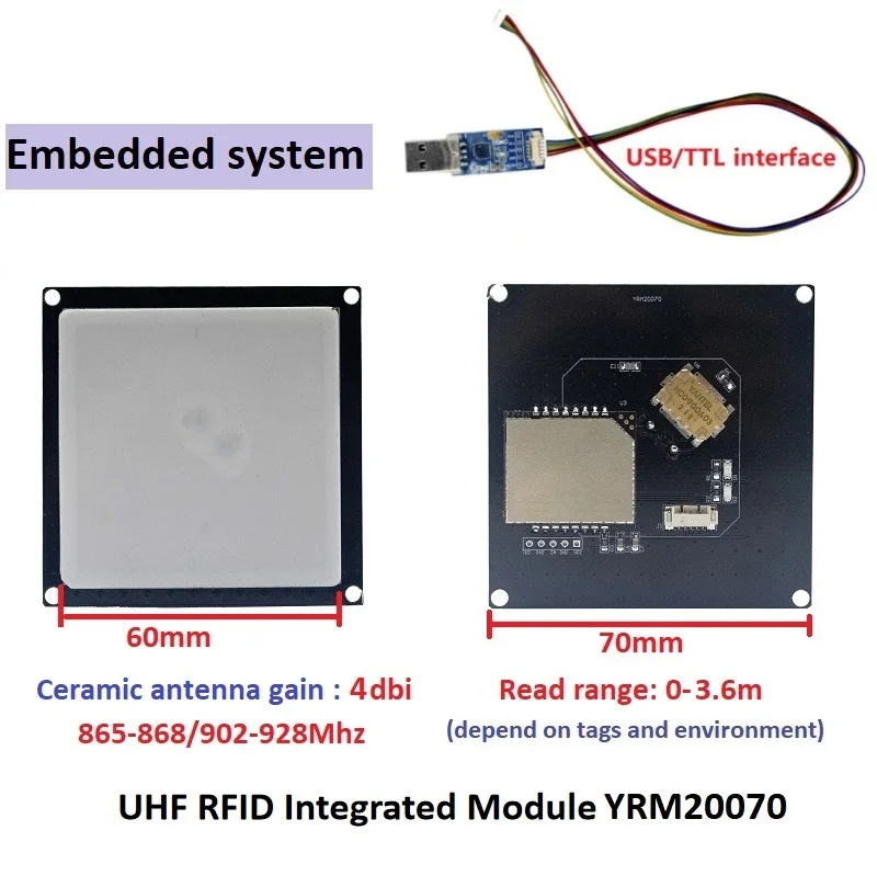 Raspberry Pi Erişim Kontrolü için YRM200 UHF RFID Modülü |   3-5.5dBi Antenli Mini Gömülü Okuyucu |   UART Arayüzü