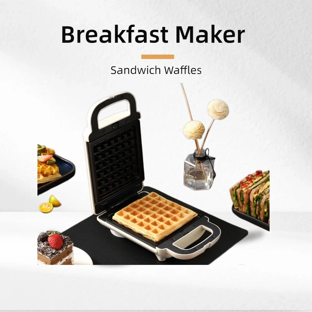 Home Waffle & Breakfast Maker — Thickened, Multi-functional Sandwich & Light Meal Toaster (Dorm-Friendly)non-stick pan Portable