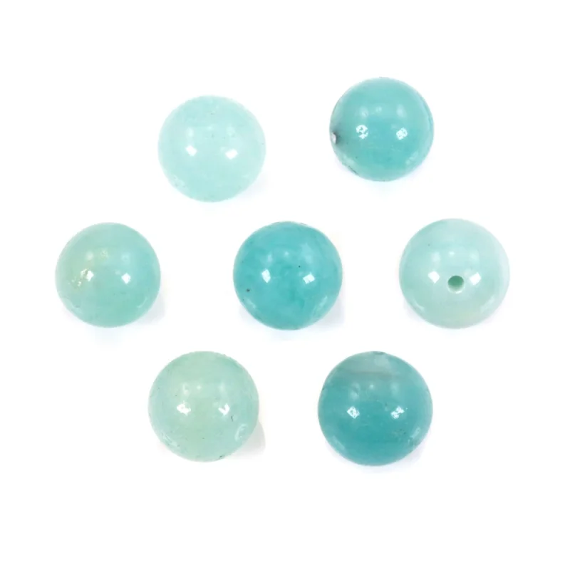 5pcs Amazonite Round Half Drilled Beads Semi Hole 6/8/10/12mm Natural Stone Accessories For Jewelry Making Earrings Pendant