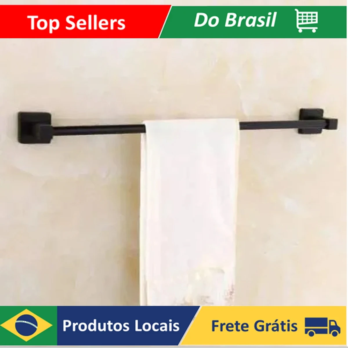 Simple Square Towel Rack For Towel Bathroom Wall 57cm B6924f Black Luuk Young