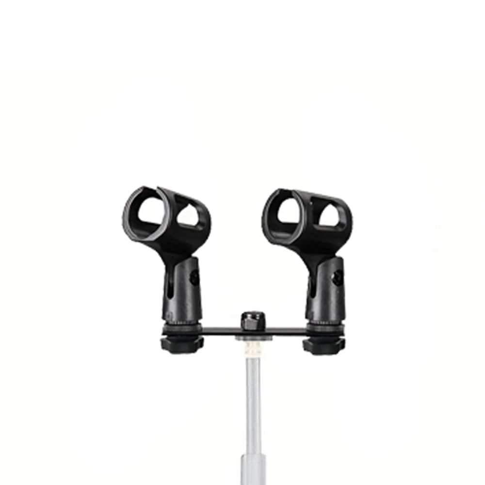 Dual Microphone Clip Crossbar Accessories, Fixed Spacing Dual Mic Clips, Microphone Head Only Can Be Adjusted up and Down, Live Streaming K-Song Expansion Kit (Floor Stand Not Included)