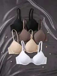 4-piece multi-color smooth women's lingerie soft steel ring comfortable push-up versatile bra