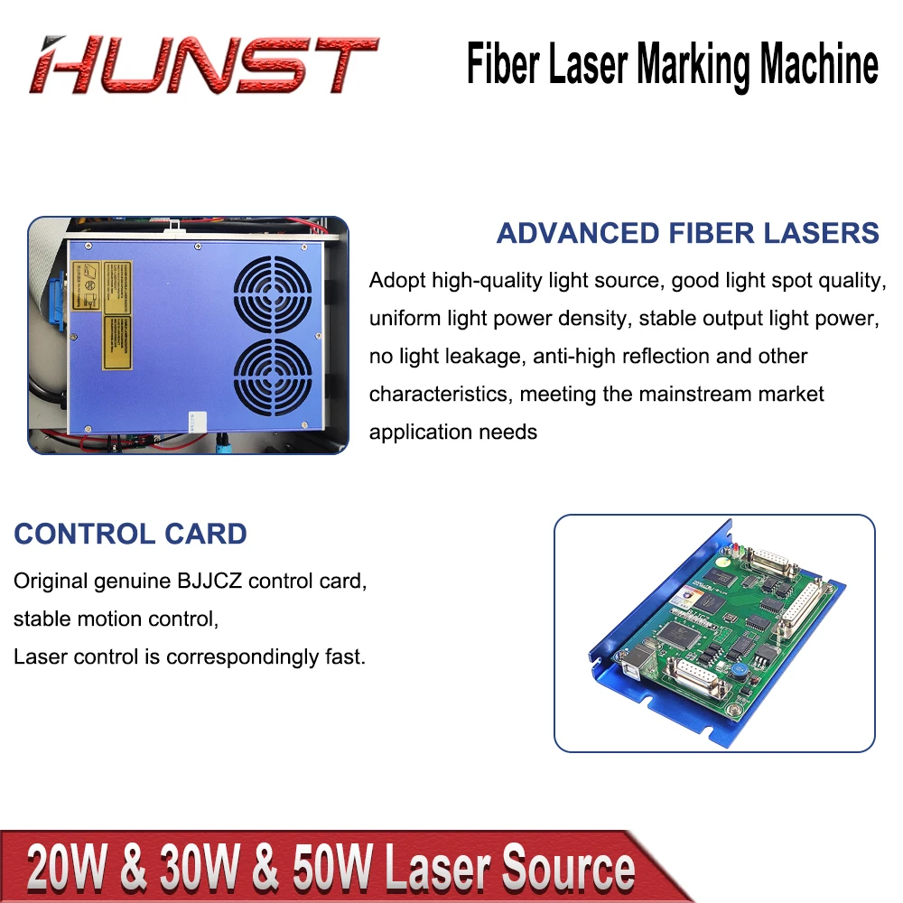 Hunst Small Laser Marking Machine, 20W & 30W & 50W Portable All-in-One, Mini Fiber Optic Metal Engraving Machine.