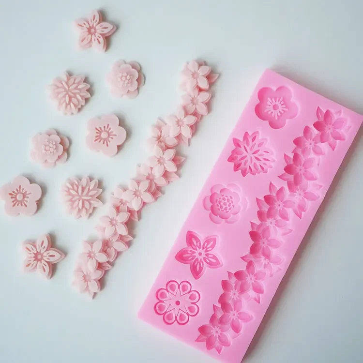 Moule de cuisson en silicone pour décoration de gâteau, en forme de fleur, en plâtre de résine, outil de pâtisserie, DIY