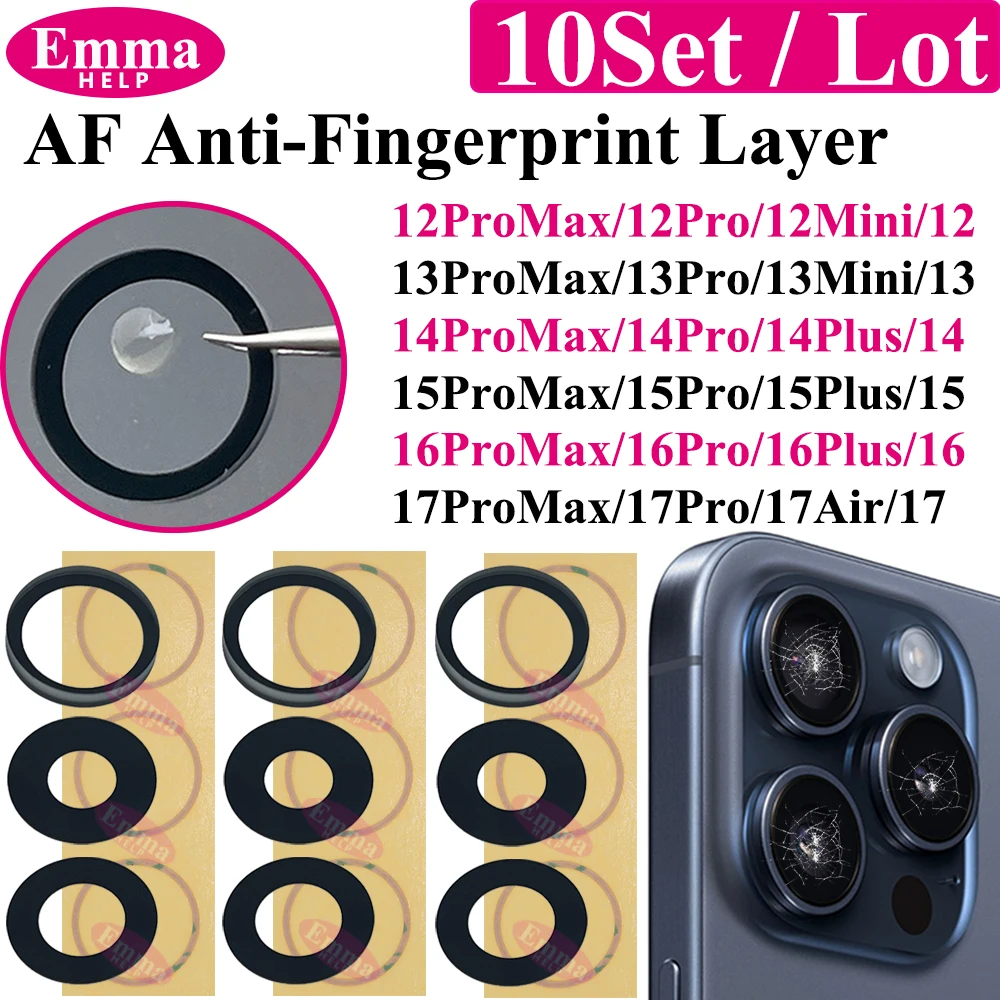 10set Back Camera Glass Lens Sticker for iPhone 16 15 Plus 17 Air 11 12 13 Mini 14 Pro Max  Rear Camera Cover Lens
