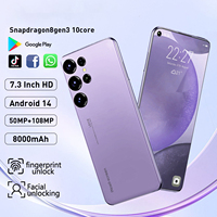 New Phones Ultra 7.3 HD Screen Snapdragon 8gen3 22G+2T 5G Dual Sim Celulares Android Unlocked 78MP+108MP 7800mAh mobile NFC