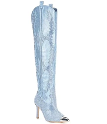 New Crystal Shoes Woman Pointed Toe Over Knee High Boots Sexy Rhinestone Thin High Heel Boots Ladies Shoes Botas Mujer Size 44