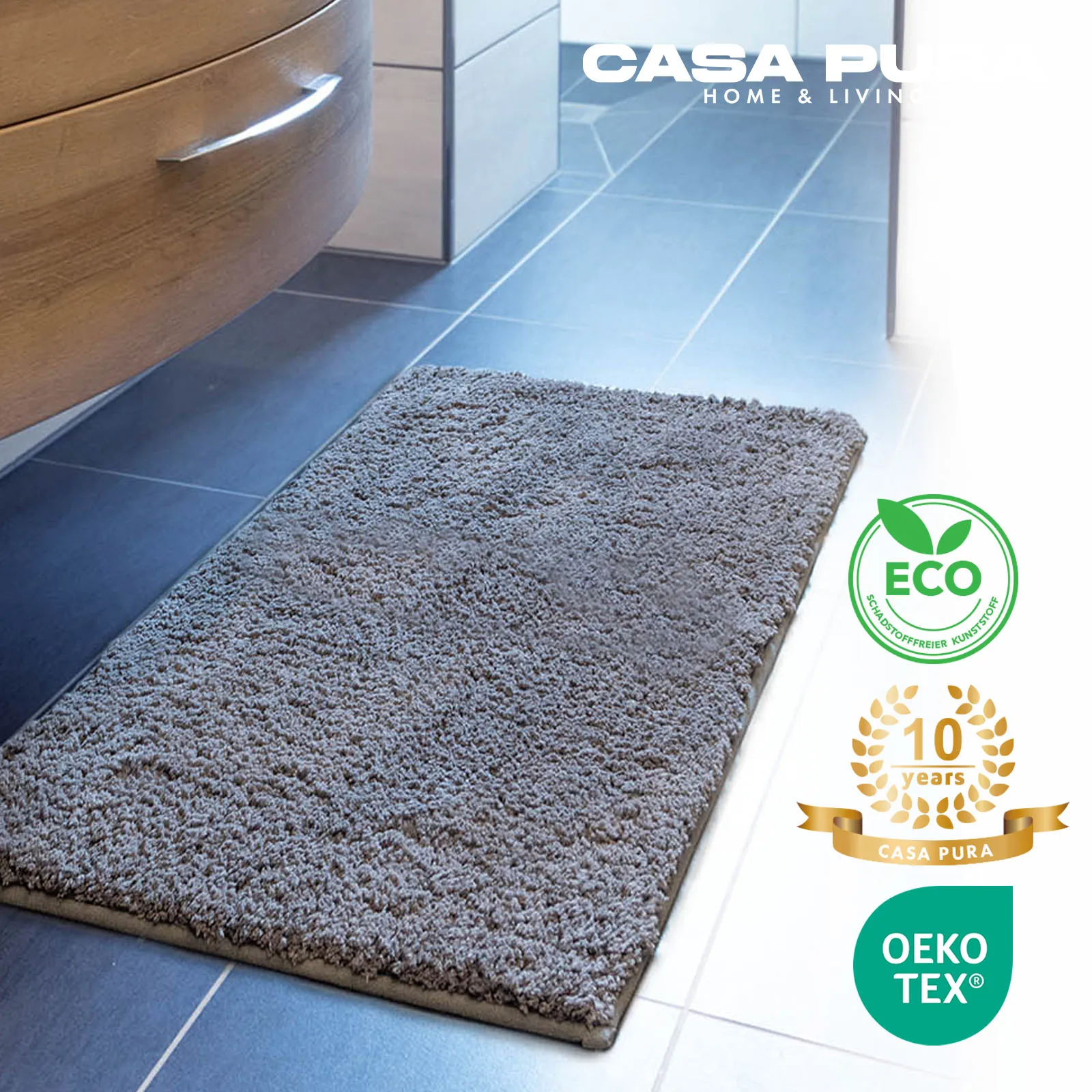 Floordirect Badematte Sky Mikrofaser Flauschig & Rutschfest Waschbarer Badteppich Saugfähig Weich für Badezimmer