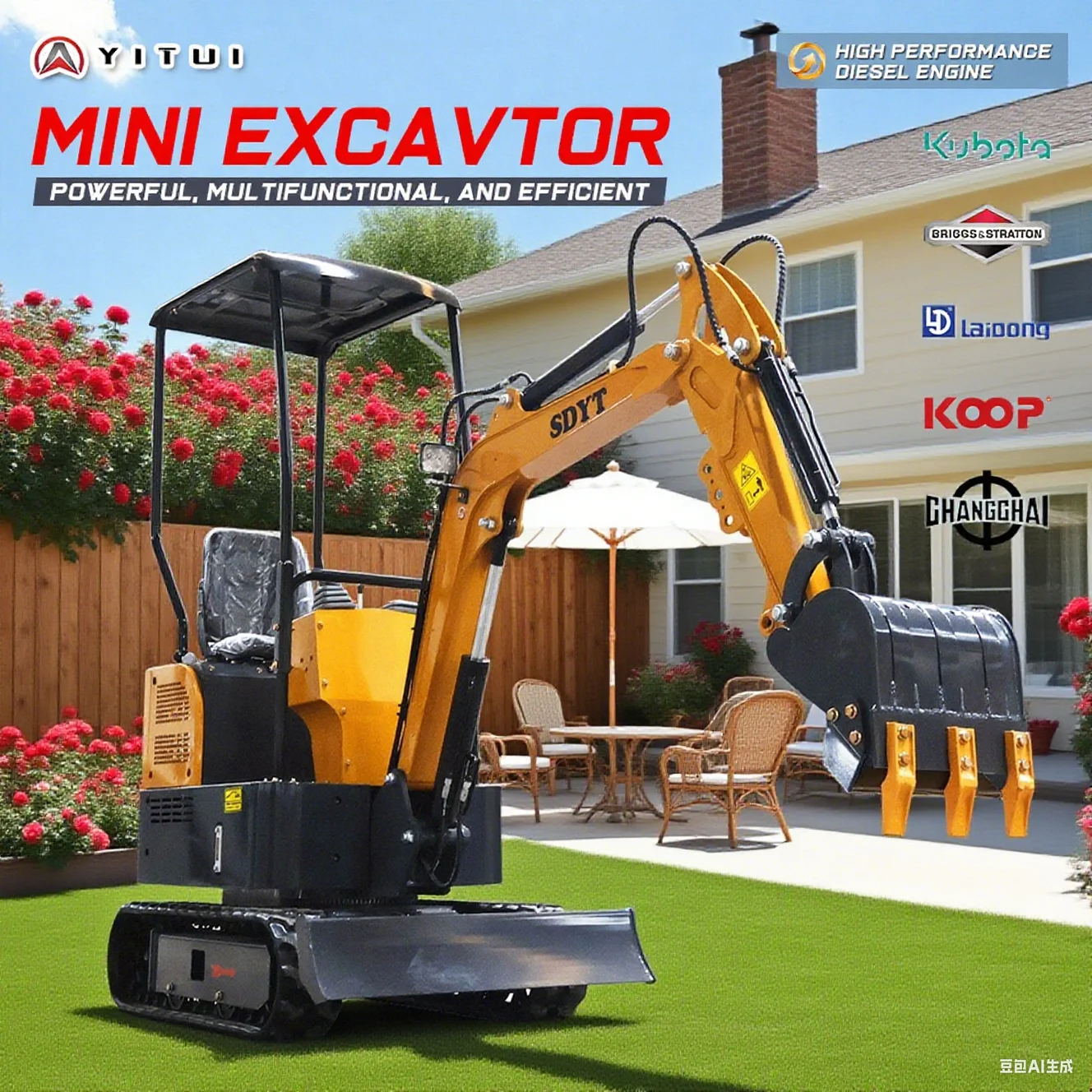 

Factory Price Customized 1.2 Ton Mini Excavator High Quality Ce Epa Euro 5 Kubota Engine Multiaccessory Mini Excavator