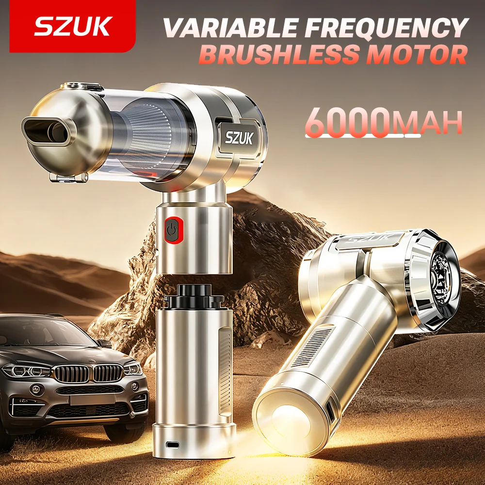 

SZUK Car Vacuum Cleaner Portable blower Handheld Cleaning Machine with LED Light Powerful Wireless Mini Vacuum Cleaner for Car