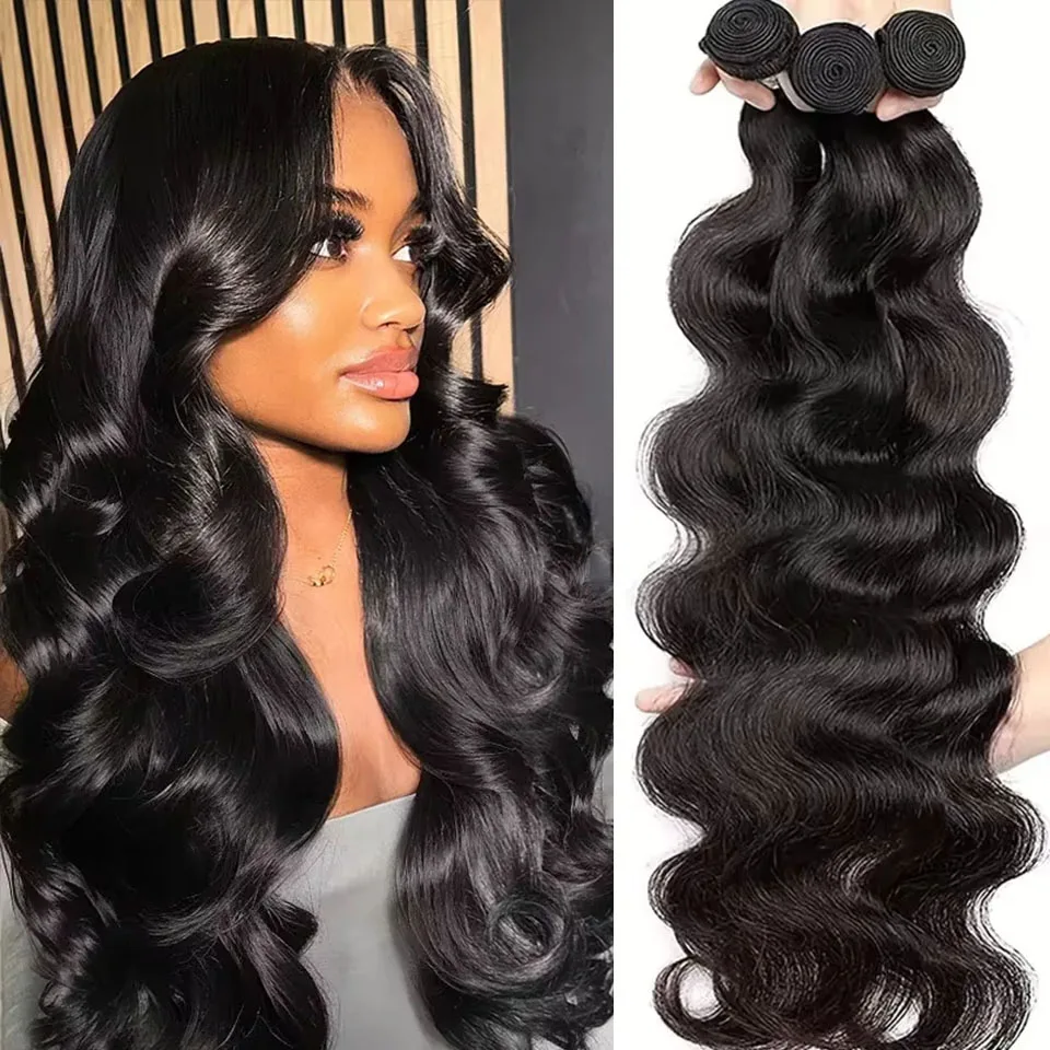 

Пучки быстрого плетения, человеческие волосы, объемная волна, индийские 100% Remy, необработанные наращивания водного плетения, необработанные натуральные черные пучки, двойной 12A