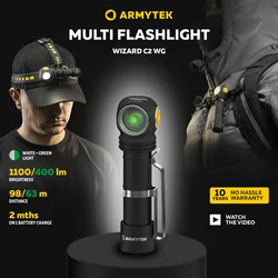 Armytek Wizard LED 헤드램프, USB 충전식 멀티 손전등, 3 in 1, C2 WG, F09201C, F09201W