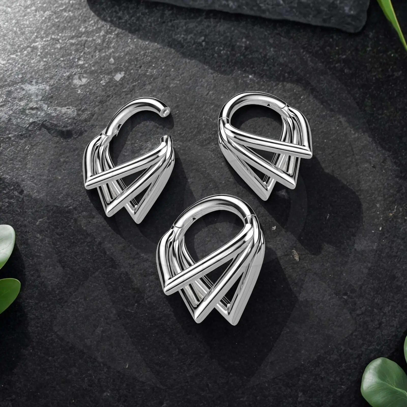 Kenbao 10pcs G23 Titanium Segment Ring helix in Triple Chevron Shape 16G body piercing conch clicker