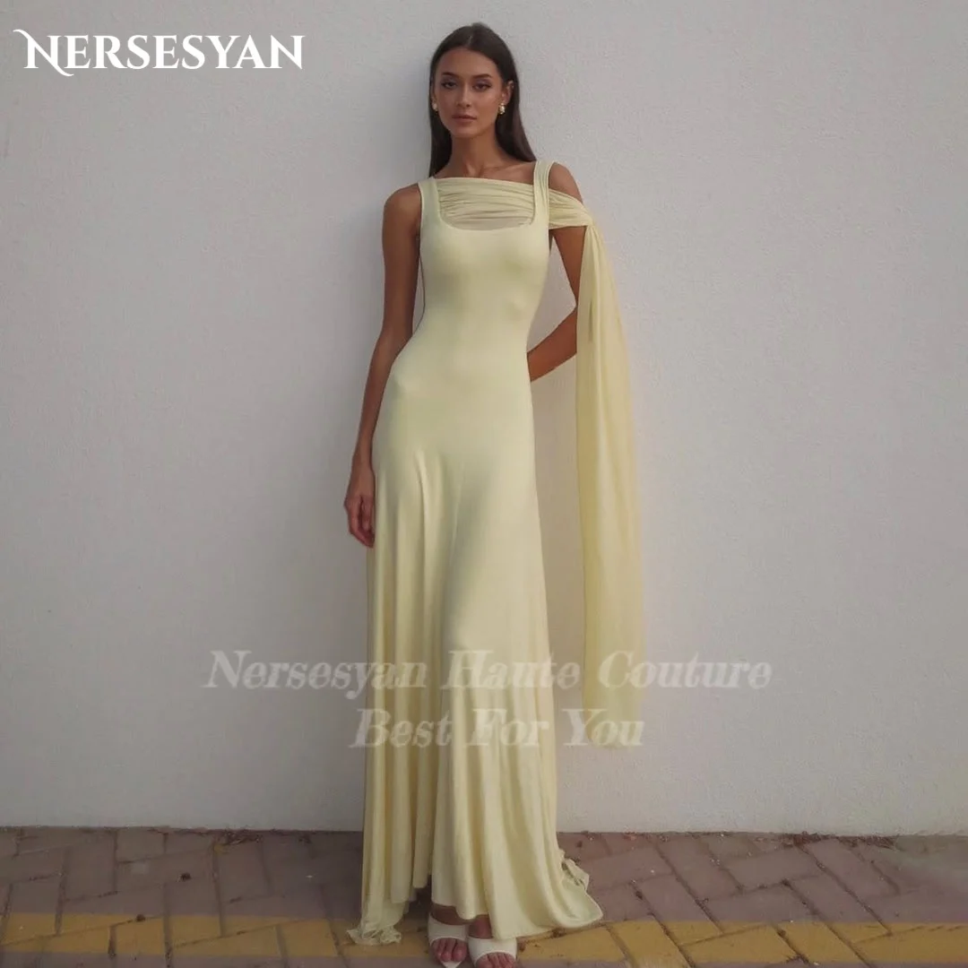 فساتين سهرة أنيقة بحورية البحر من Nersesyan Lemon بياقة مربعة من الساتان فستان رسمي بشريط Bodycon للنساء رداء حفلات مخصص #2