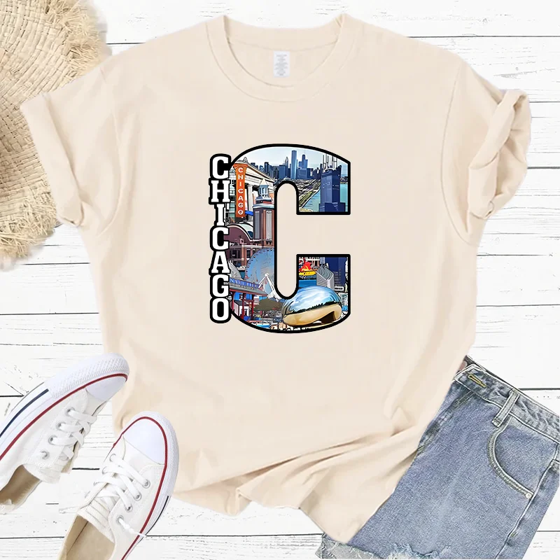 Southern Lake Michigan World Financial Center Chicago Fashion Sports Women's T-Shirt Harajuku Graphic Clothing Women's Top