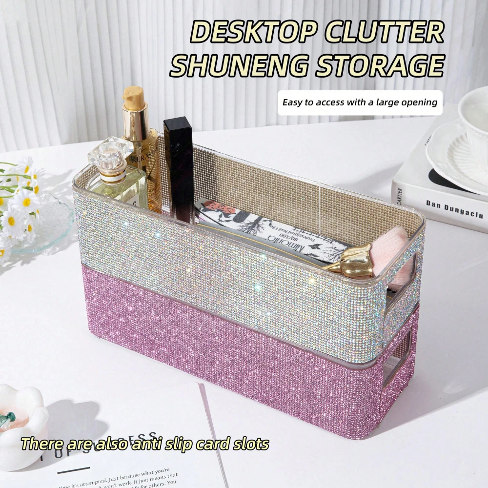 High-Grade Acrylic Cosmetics Storage Box Artificial Diamond Dresser Desktop Skin Care Product Cell Storage Box