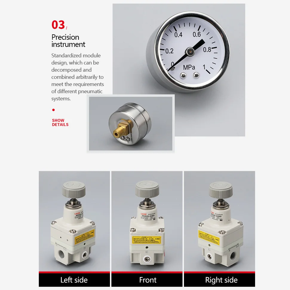 LAIZE Precisão Compressor Pneumático, Regulador De Pressão De Ar, Tipo SMC com Suporte De Calibre, IR2000-02, IR2010-02, IR2020-02