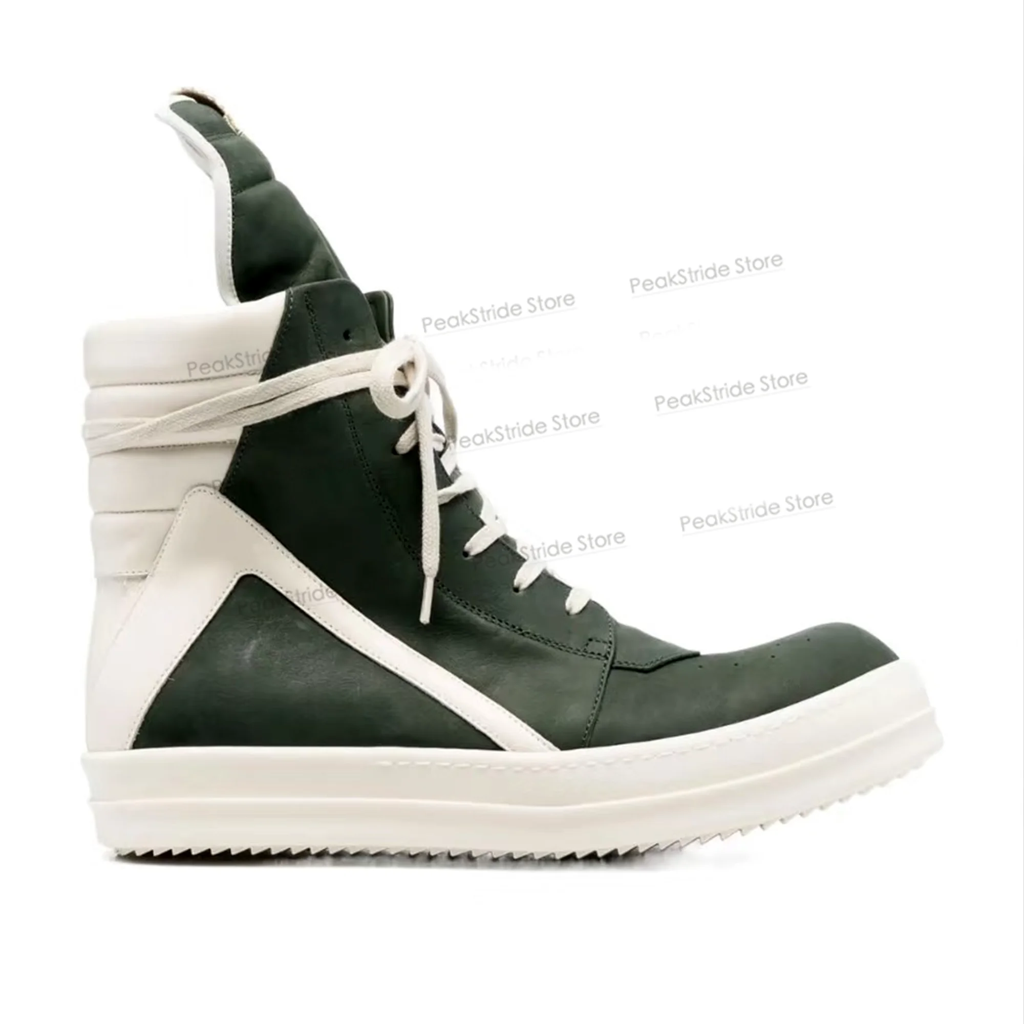 أحذية رياضية عالية الجودة للرجال والنساء، جلد بلوري، أحذية كاحل بسحاب أخضر، أحذية رياضية مسطحة، طراز مصمم فاخر #4