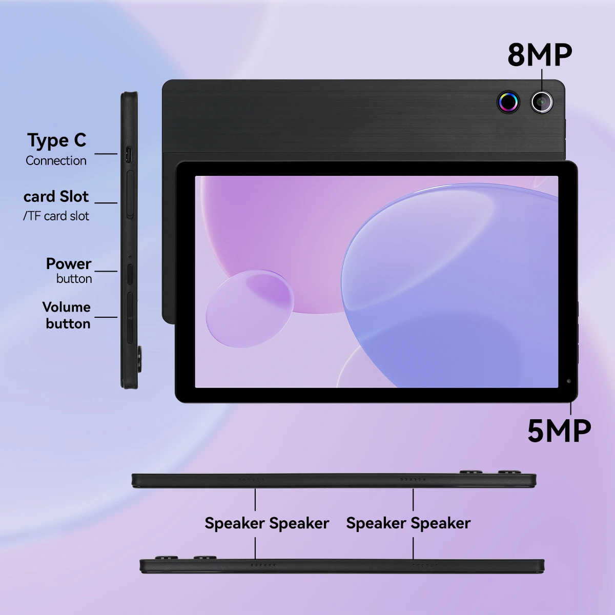 C12 8-Core Tablet PC 10.36 Inch Android 15 Laptop Style Tablet 20GB(3+17GB) RAM 128GB ROM 1280*800 HD LCD 5000mAh Type-C 1TB Expandable Basic Accessory Set For Study Entertainment