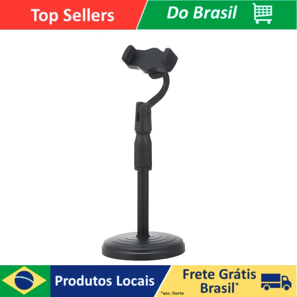 Suporte Tripé Para Celular de Mesa com Apoio Celular Altura Ajustável