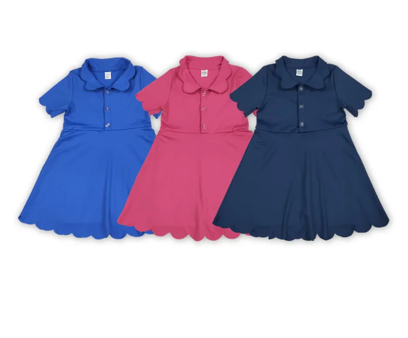 

New Arrive Girls Yoga Dress Kids Zip Active Wear Knee Length Dress Girls Athletic Frock Girl Yoga Clothes