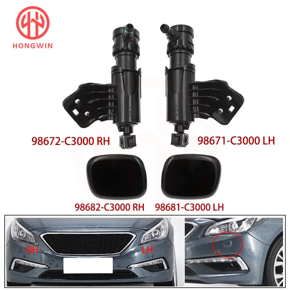 For Hyundai Sonata LF 2014 2015 2016 2017 Front Bumper Headlight Headlamp washer Spray Nozzle Cover Cap 98671-C3000  98672-C3000