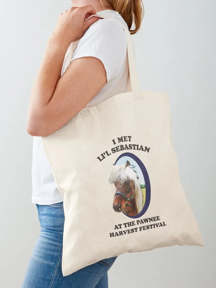 Lil Sebastian Parks and Recreation Tote Bag Reuseable Canvas Fashion Shopping Grocery School Femal Gril Women Person