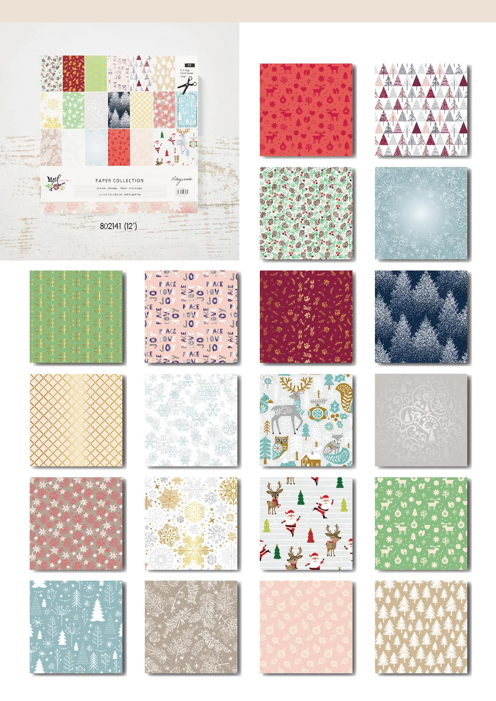 Creative Path Winter Christmas 12 Zoll Scrapbooking-Papiere mit Goldfoliendesign, dekoratives Journaling-Hintergrundpapier zum Basteln – Detail 2