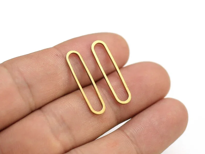 50pcs Brass Charms, Long oval Earring Charms, 25.2x6x1mm, Geometric brass findings, Jewelry making supplies-R1896