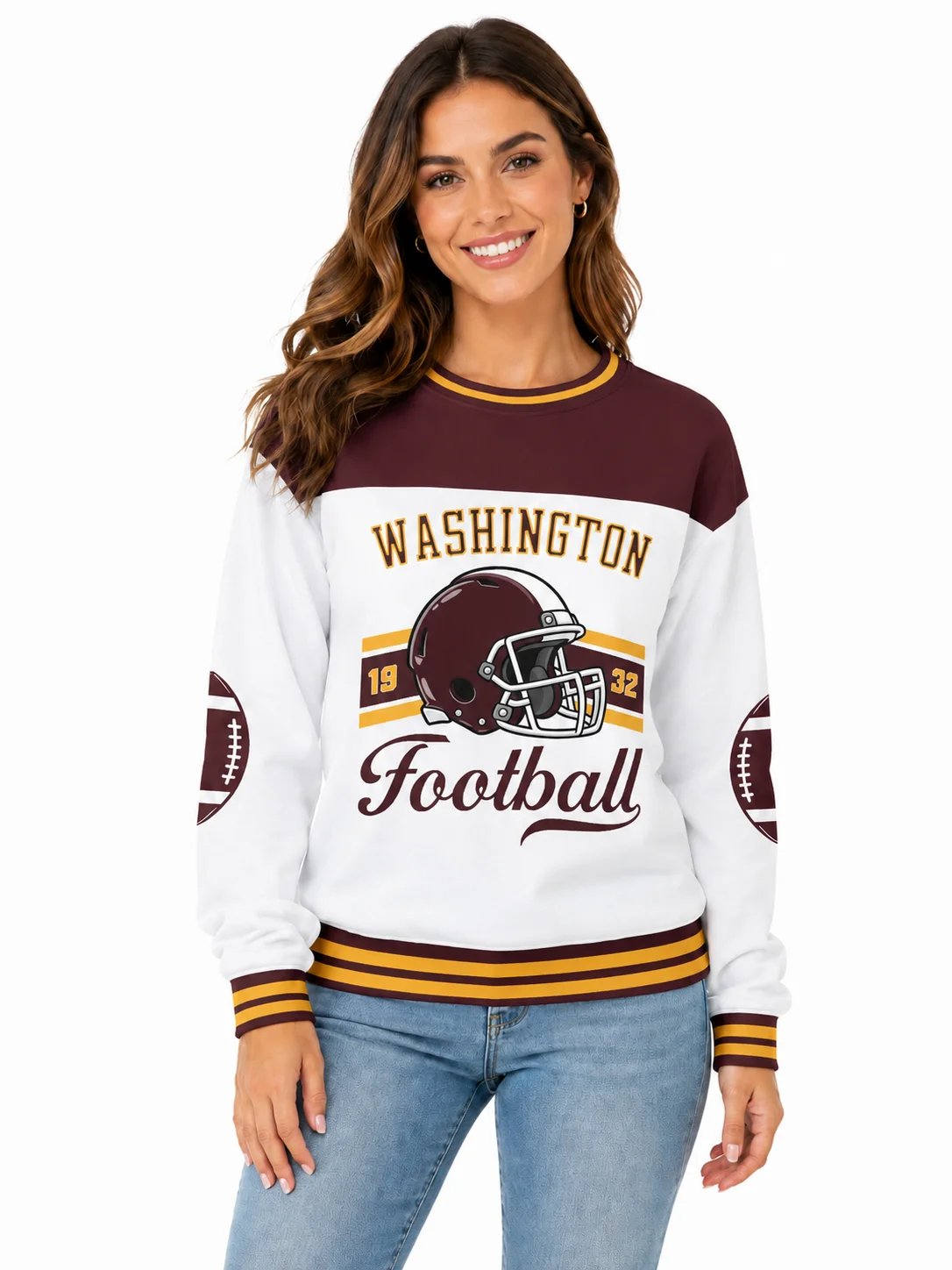 Custom Washington City Sweatshirt for Women, Personalized Name Number Logo Crewneck Sweatshirt, Game Day Football Sweatshirt