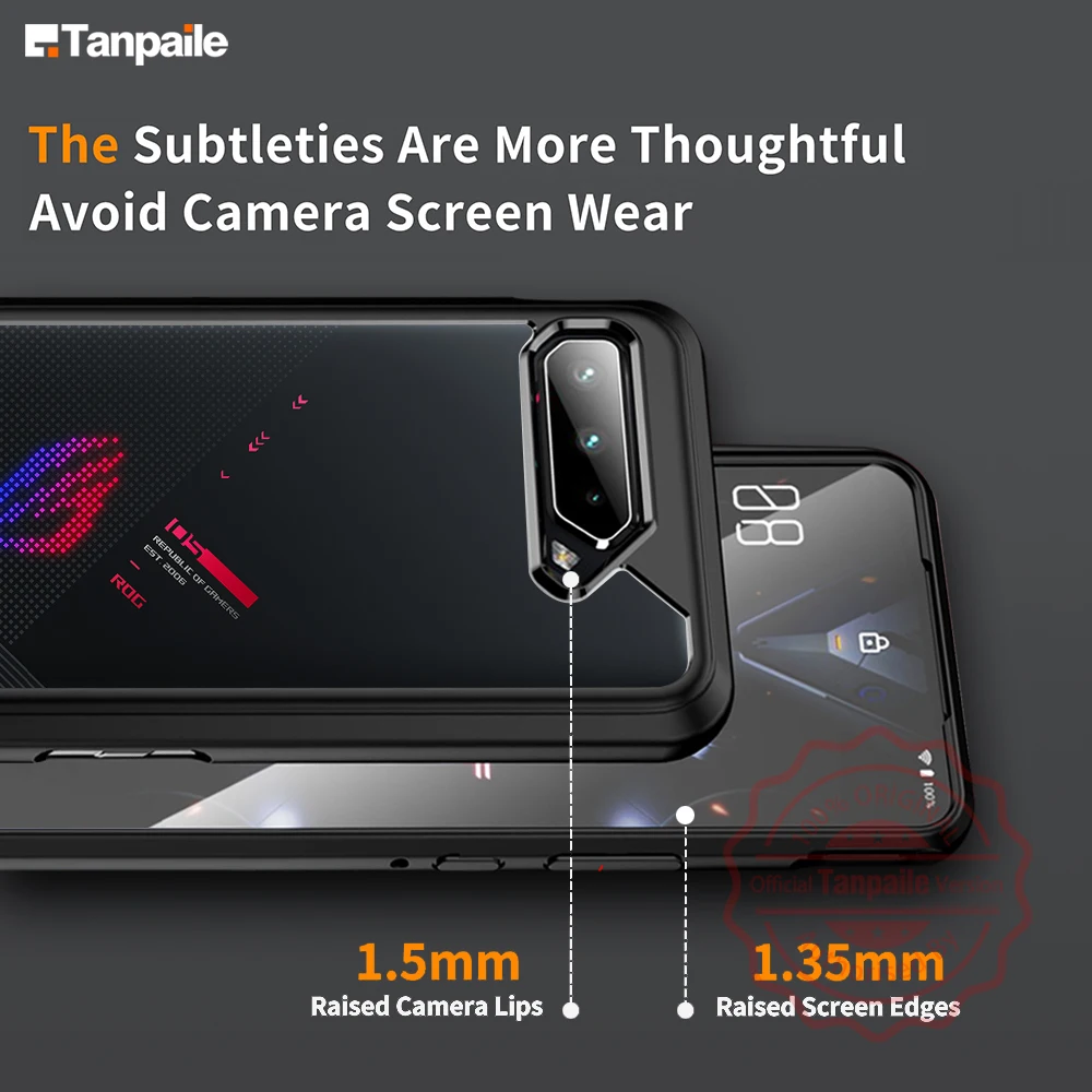 Tanpaile Shockproof Gaming Heat Dissipation Case for ASUS ROG Phone 5 5s Pro Cover Soft Clear Back Air Trigger Compatible Camera