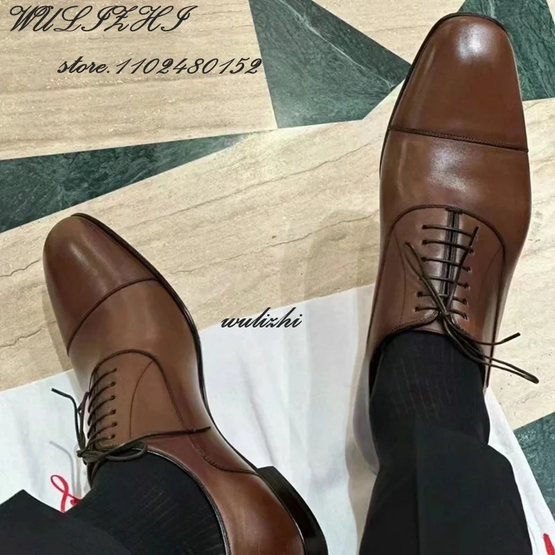 

Vintage Brown Oxford Shoes Men Elegant Lace Up Spring Loafers Black Patent Leather Mirror Shiny Wedding Handsome Sneakers Party