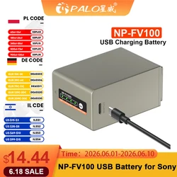 PALO NP FV100A NP-FV100 FV100 Batteries with Type-C USB Charging Input for Sony NP-FV30 NP-FV50 NP-FV70 SX83E SX63E FDR-AX100