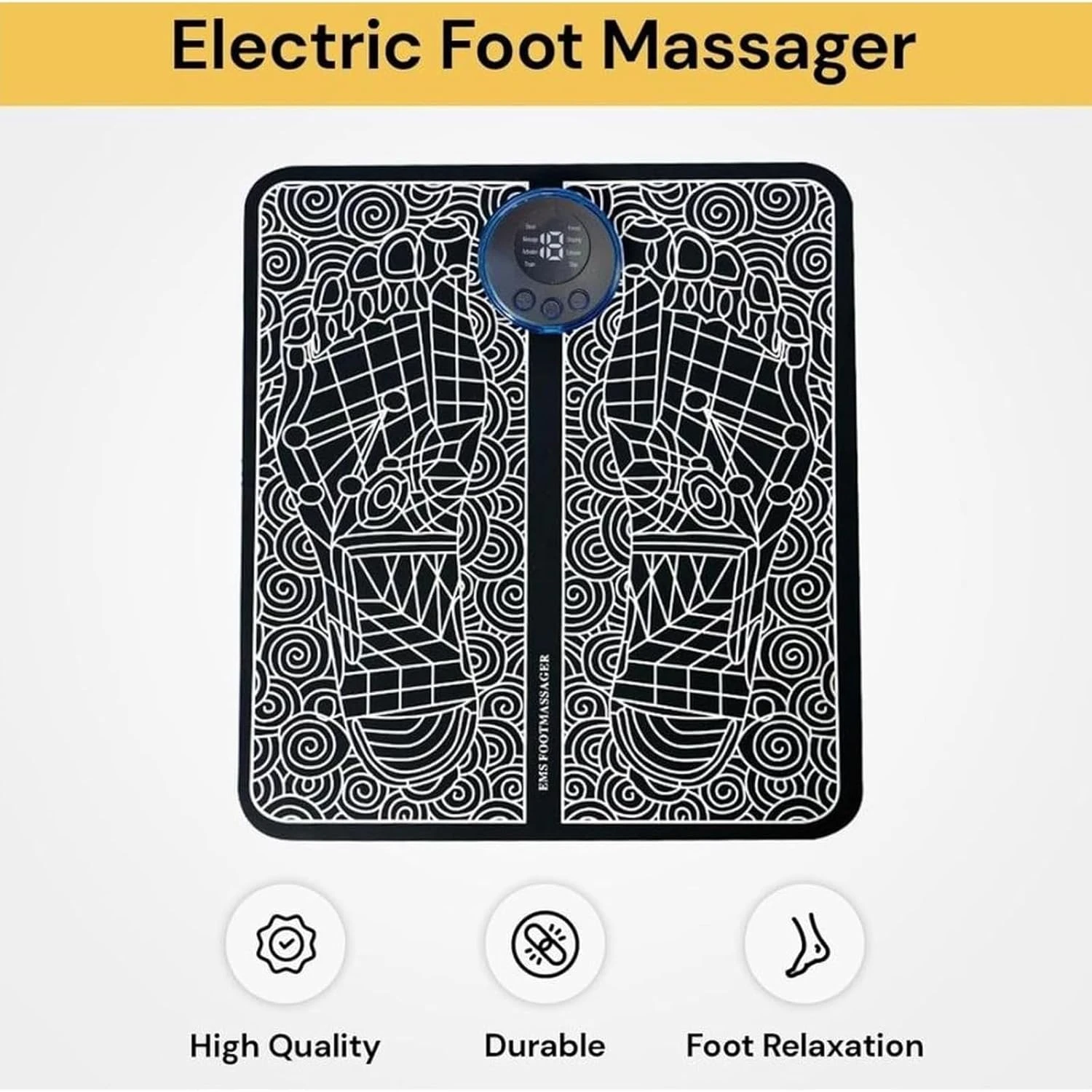 EMS Foot Massager Mat TENS & PMS Foot Stimulator – Electric Muscle Stimulator, Adjustable Intensity, Lightweight Design for Home, Travel, and Office Use, Rechargeable Leg Reshaping Muscle Pain Relax Massage Mat W-6 Modes 9 Intensity Levels