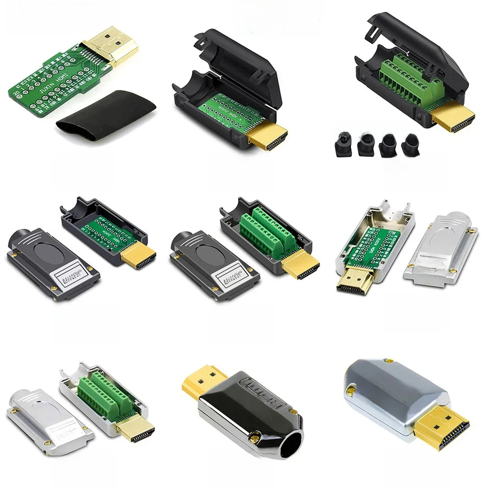 1 szt. Złącze 2.0 kompatybilne z HDMI złącze męskie wtykowe terminale bez lutowania/lutowanie modułowa wtyczka wideo telewizyjne komputera W obudowie — zdjęcie 2